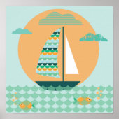 Poster, Segelboot, Kinderzimmer, Bild, Druck Poster (Voorkant)