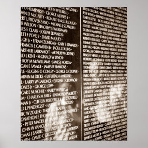 Poster sepia reflecteert de muur van de Vietnamoor