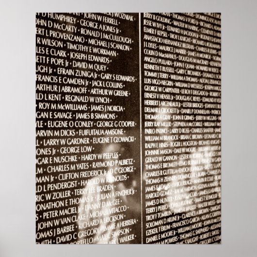 Poster sepia reflecteert de muur van de Vietnamoor (Voorkant)