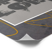 poster Shalom op gele en grijze abstracte kunst (Hoek)