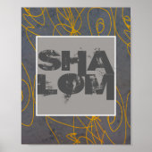poster Shalom op gele en grijze abstracte kunst (Voorkant)