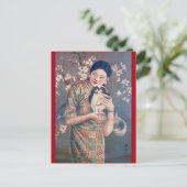 Poster Shanghai en Voman Papillon Dog Briefkaart (Staand voorkant)