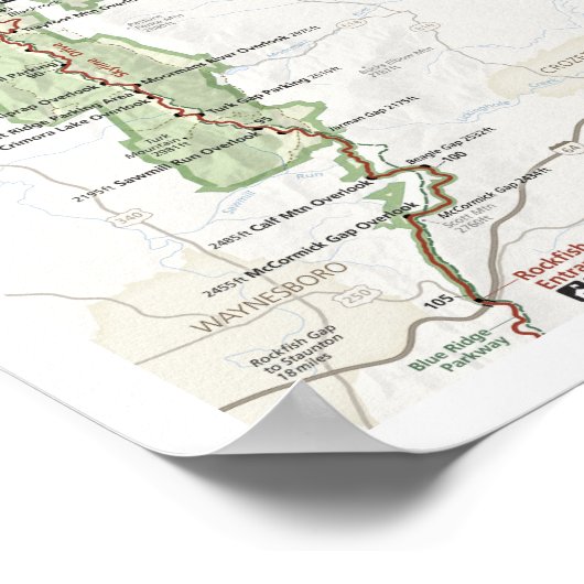 Poster Shenandoah-kaart (Hoek)