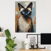 Poster | Siamese kat | Olieverfstijl (Thuiskantoor)