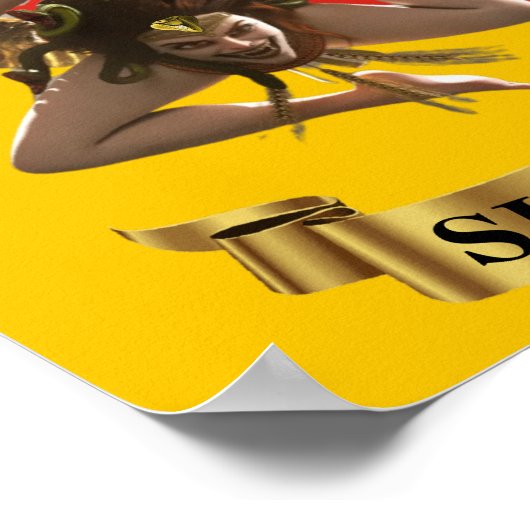 Poster Sicilië/Sicilië Medusa Trinacria (Hoek)