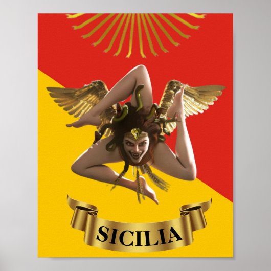 Poster Sicilië/Sicilië Medusa Trinacria (Voorkant)