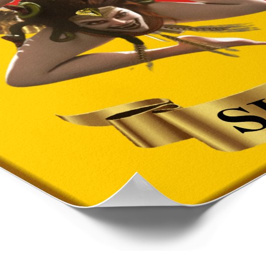 Poster Sicilië/Sicilië Medusa Trinacria (Hoek)