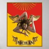 Poster Sicilië/Sicilië Medusa Trinacria (Voorkant)