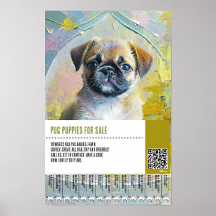 Poster sjablonen voor Pug puppy's te koop