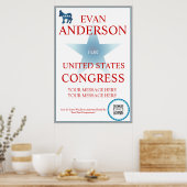 Poster Sjabloon-democraat Donkey (Keuken)