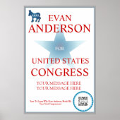 Poster Sjabloon-democraat Donkey (Voorkant)