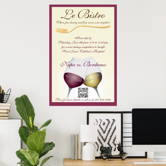 Poster Sjabloon Fijne Franse Diners (Thuiskantoor)
