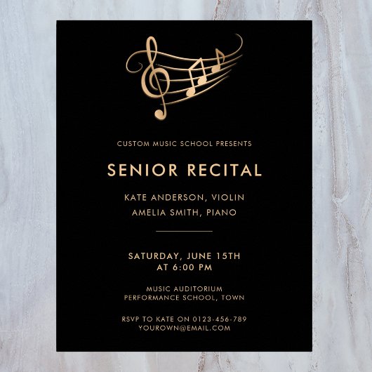 Poster sjabloon voor senior recital muziekuitvoeri