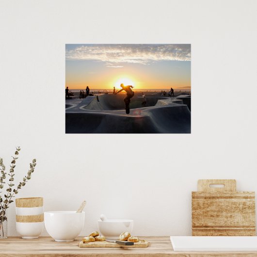 Poster Skateboard Park Sunset Skateboarding Cali (Keuken)