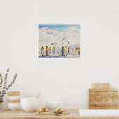  poster, Skiers op de berg Poster (Keuken)