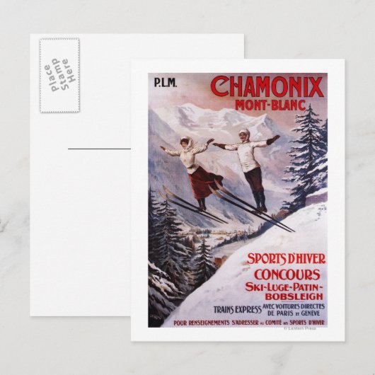 Poster Skiing Promotion Briefkaart (Voorkant / Achterkant)