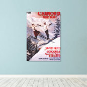 Poster Skiing Promotion Canvas Afdruk (Insitu (Houten vloer))