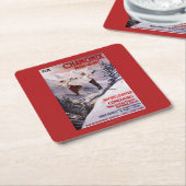 Poster Skiing Promotion Kartonnen Onderzetters (Schuin)