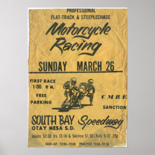 poster snelweg Zuid-Bay 1970s Motorfiets