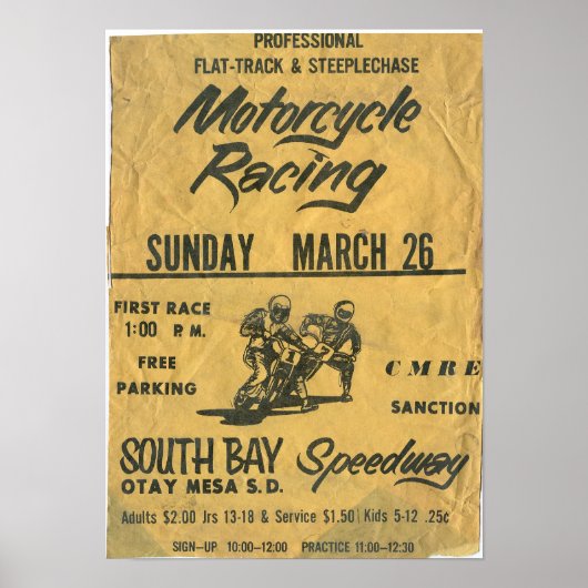 poster snelweg Zuid-Bay 1970s Motorfiets (Voorkant)