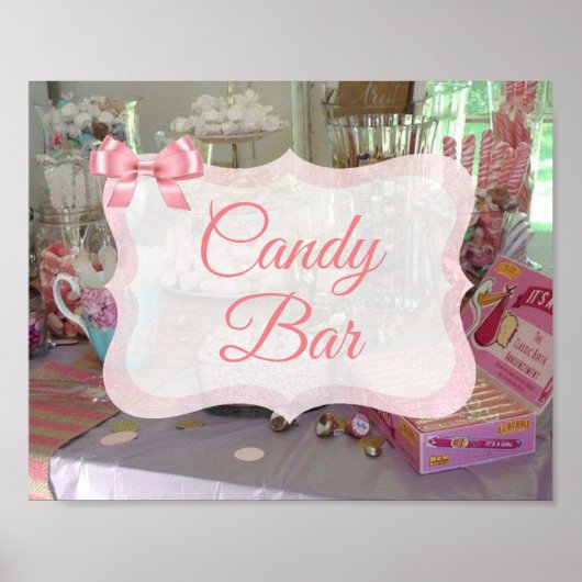 Poster snoep balk roze Baby shower (Voorkant)