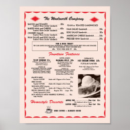 Poster Soda Fountain Menu