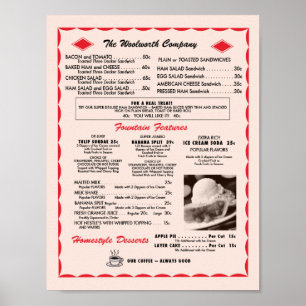 Poster Soda Fountain Menu