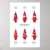 Poster soorten Japanse koi vis: Kohaku (Voorkant)