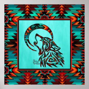 Poster Southwest Tribal Wolf