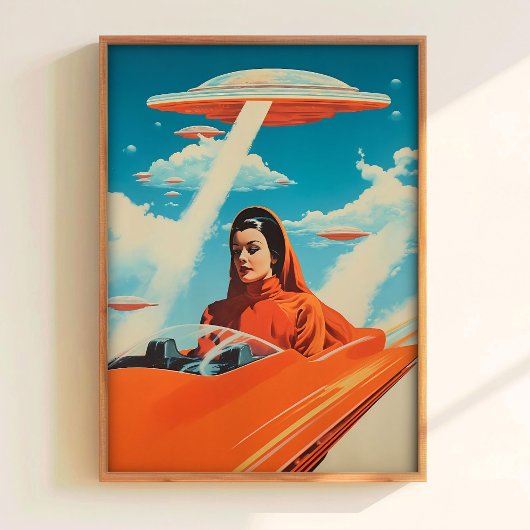 Poster Space Cafe SciFi-poster Print Vliegende Aut