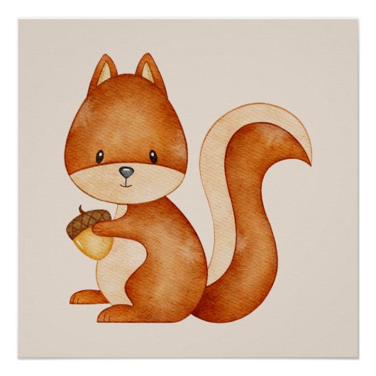 Poster Squirrel - decoração quarto infantil bebê (Voorkant)