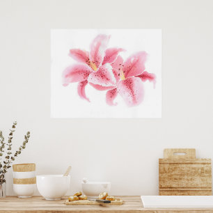 Poster Stargazer Lilies Waterverf