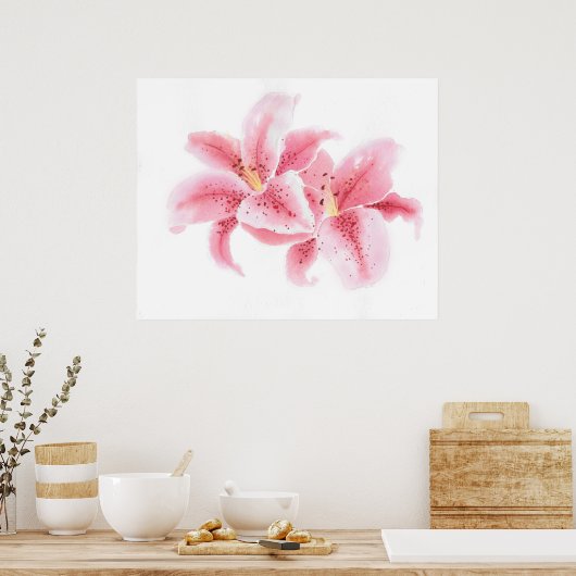 Poster Stargazer Lilies Waterverf (Keuken)