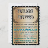 Poster stijl Goud Metallic Zwart Vintage bruiloft Kaart (Achterkant)