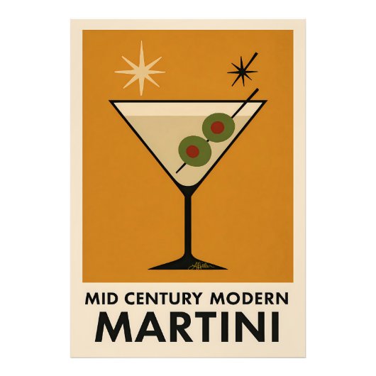 Poster Stijl Mid Century Modern Martini (Voorkant)