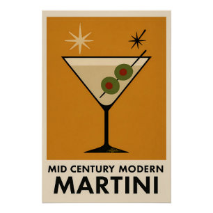 Poster Stijl Mid Century Modern Martini