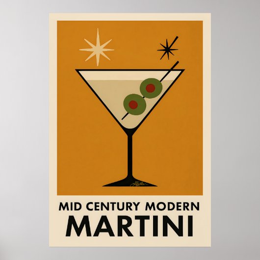 Poster Stijl Mid Century Modern Martini (Voorkant)