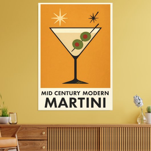 Poster Stijl Mid Century Modern Martini Canvas Afdruk (Insitu (Woonkamer))