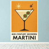 Poster Stijl Mid Century Modern Martini Canvas Afdruk (Insitu (Houten vloer))