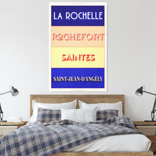 Poster stijl ontwerp van Charente Maritime Art Dec Canvas Afdruk (Insitu (Slaapkamer))