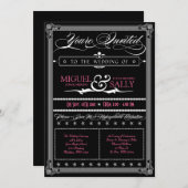 Poster Stijl Roze & Black DIY Weddenschap Kaart (Voorkant / Achterkant)