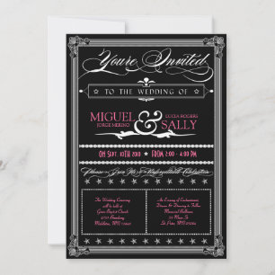 Poster Stijl Roze & Black DIY Weddenschap Kaart
