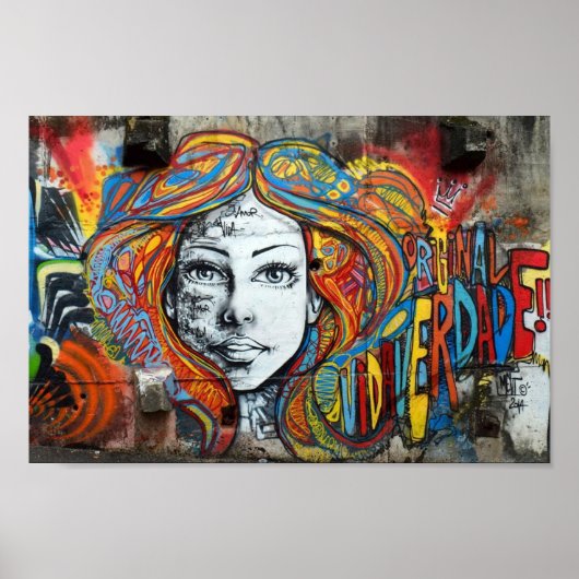 Poster - Street Art Face Girl (Voorkant)
