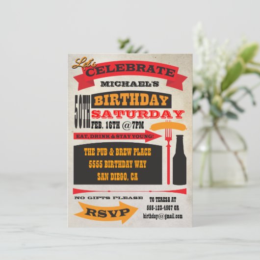 Poster Style 50ste verjaardag Uitnodiging (Staand voorkant)