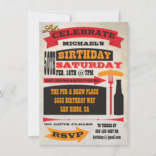 Poster Style 50ste verjaardag Uitnodiging (Voorkant)