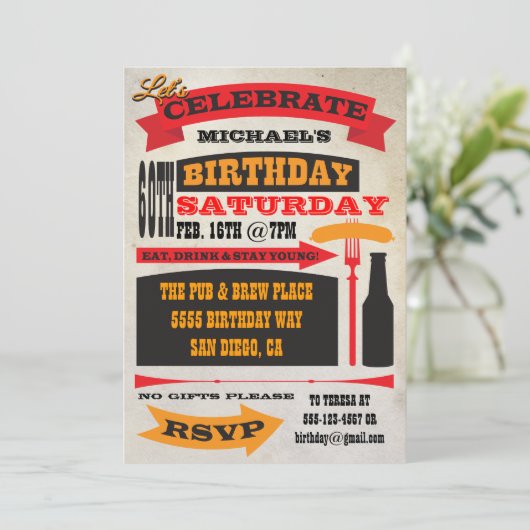 Poster Style 60ste verjaardag uitnodigingen (Staand voorkant)