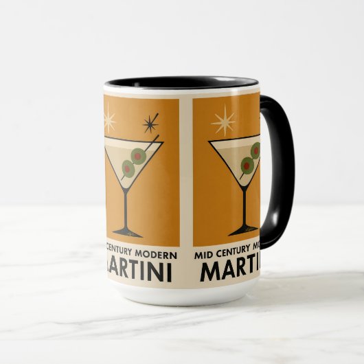 Poster Style Mid Century Modern Martini Mok (Voorkant rechts)