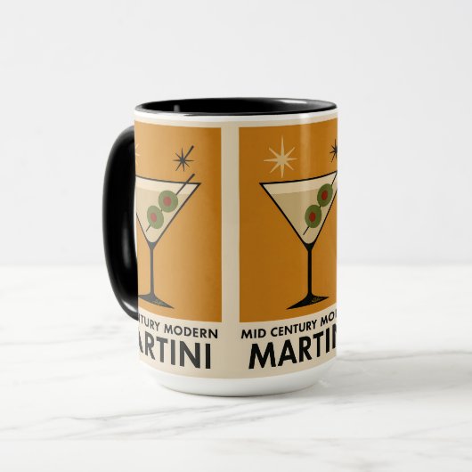 Poster Style Mid Century Modern Martini Mok (Voorkant links)