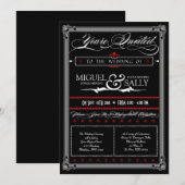 Poster Style Red & Black DIY Weddenschap Kaart (Voorkant / Achterkant)