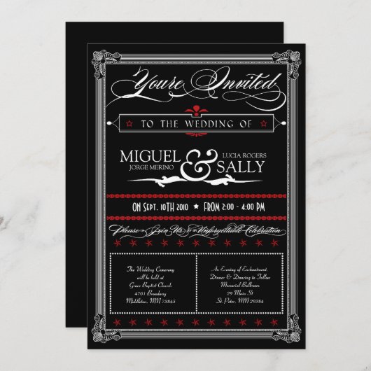 Poster Style Red & Black DIY Weddenschap Kaart (Voorkant / Achterkant)